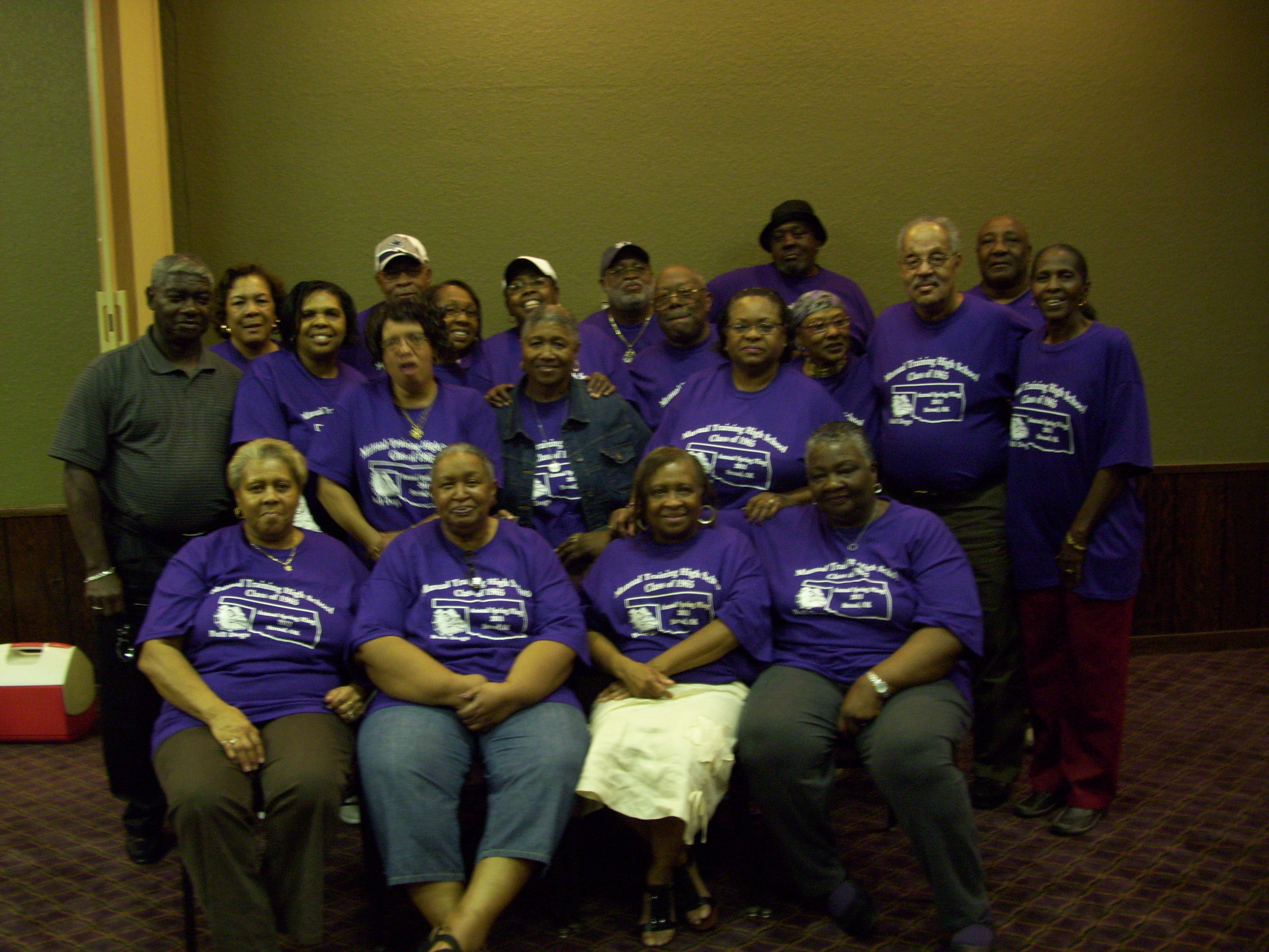We found our leader...
Seated left to right: Joyce Chairs, Helen Phillips, Joice Rivers,
Frankye Sourie, Standing row 2 left to right:  Elvertta Wells, Carolyn McFrazier, Collotta Gray, Row 3 left to right: Porter Briggs, Arthalia Wilkerson, Shirley Cor